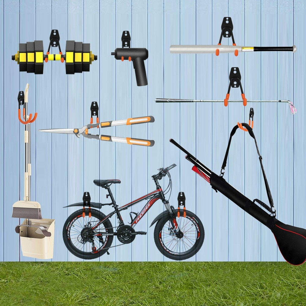 12 Pack Garage Tool Organizer Wall Mount Hooks Adjust Storage Holders Garden
