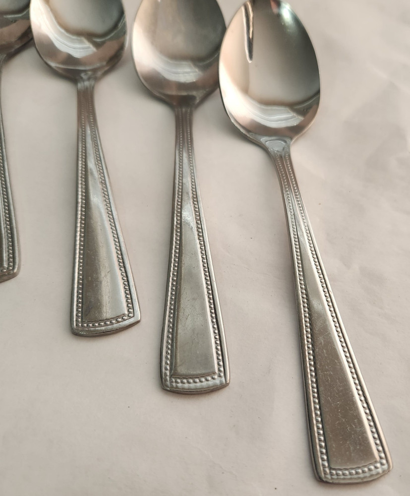 5 Piece Royal Chicago Stainless- Beads - Squared End -Cereal Spoons - Flatware