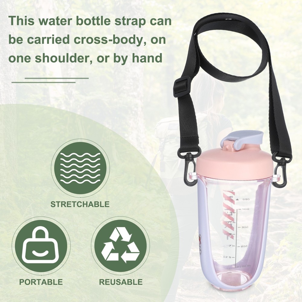 Polyester Adjustable Water Bottle Holder Lanyard, Black/2 PCS+White/2 PCS
