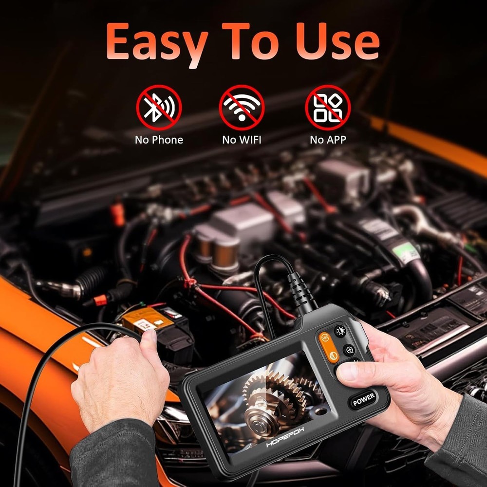 Borescope Camera with Light, Endoscope Inspection Camera with 8 Adjustable Leds