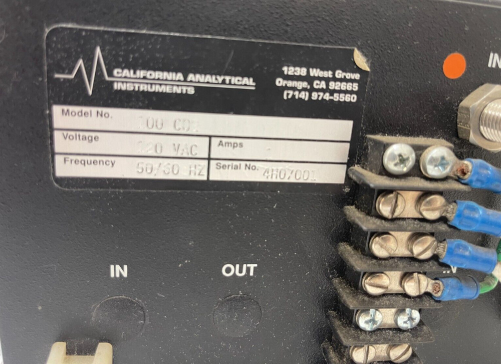 California Analytical Instruments Model 100 Infrared Co2 Analyzer
