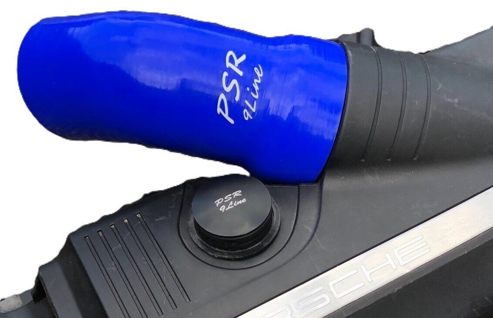 Porsche 997 Resonator Delete Air Box Modification with Blue Induction Pipe Plug