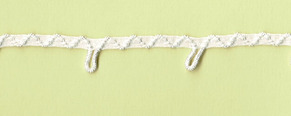 5 Yards 3/8" White Small Button Loop Trim 70800