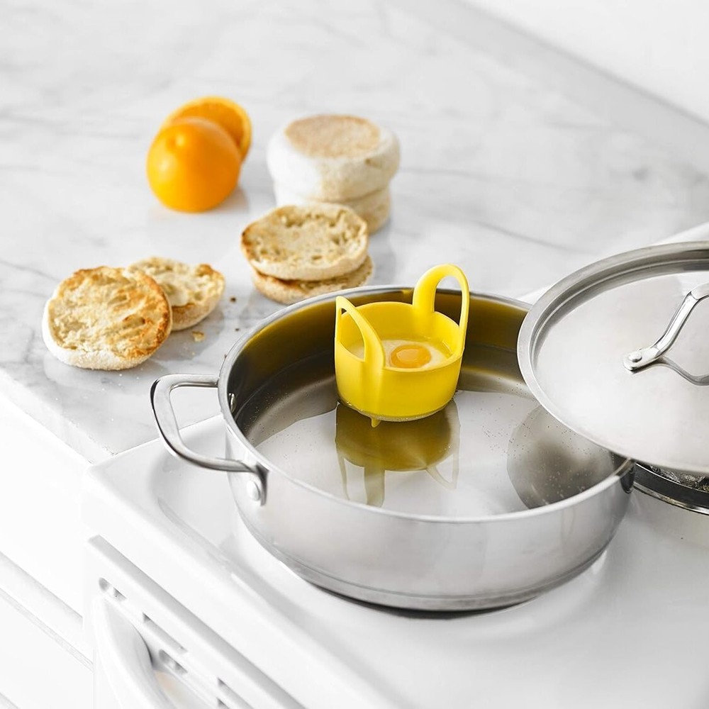 Trudeau Silicone Egg Poacher with Handle - Yellow