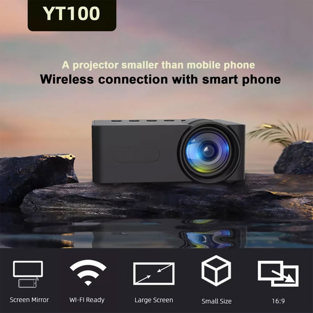 Mini Wireless Projector 1080P HD 16:9 Projection Multi-devices Compatibility