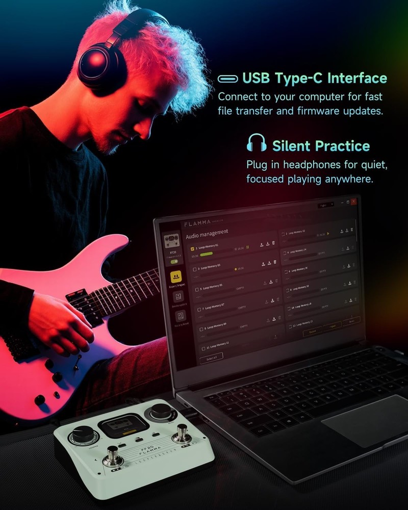 Multi-Function Looper Pedal with Drum Machine 300Min 220Grooves USB