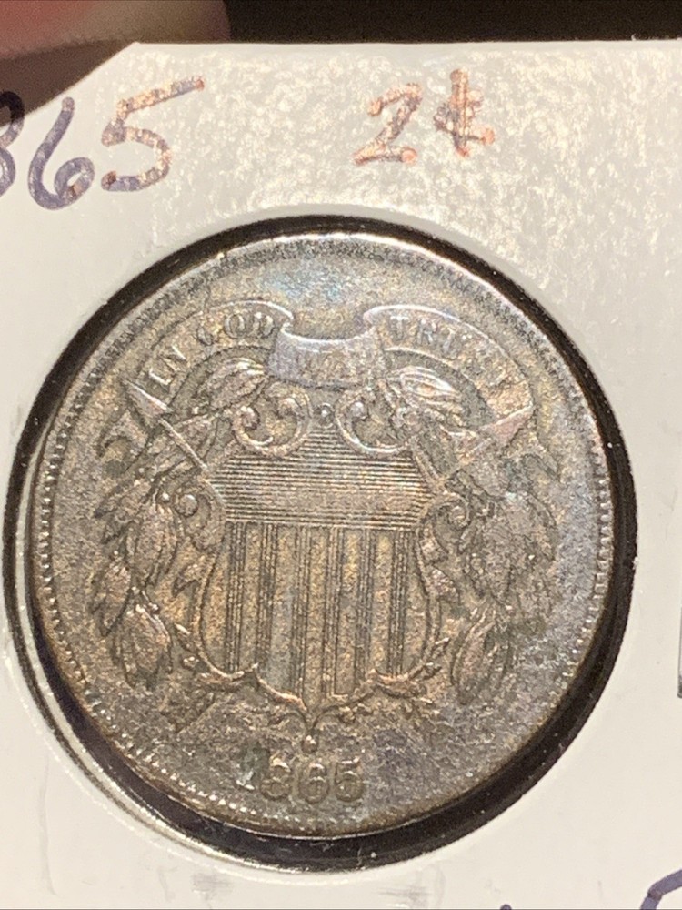 1865 Two Cent Piece 2c Better Grade XF Details