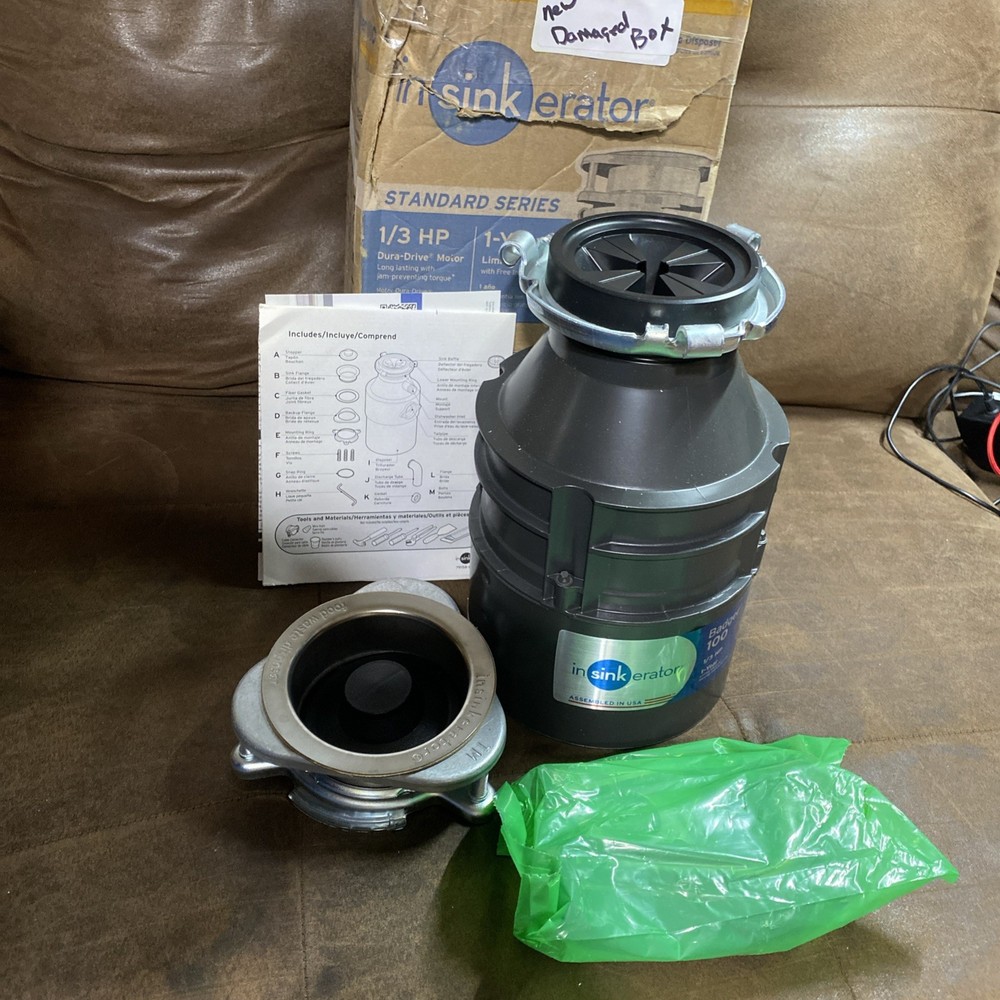 InSinkErator Badger 100 Continuous Feed Garbage Disposal Brand New Dented Box