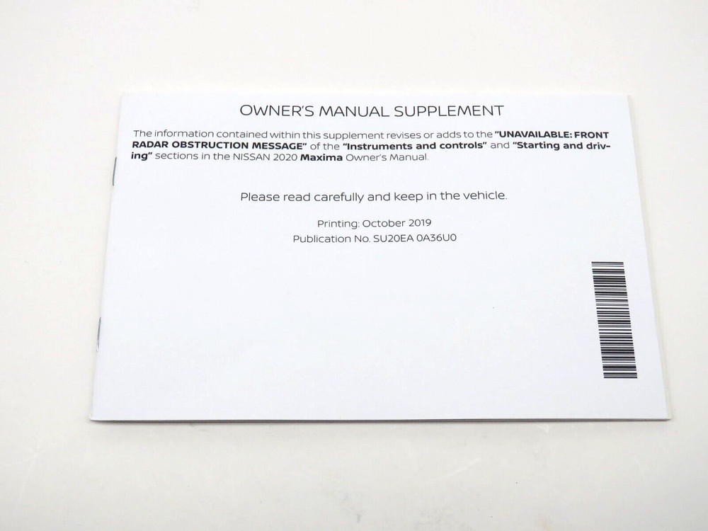 2020 Nissan Maxima Misc Manuals / Booklets