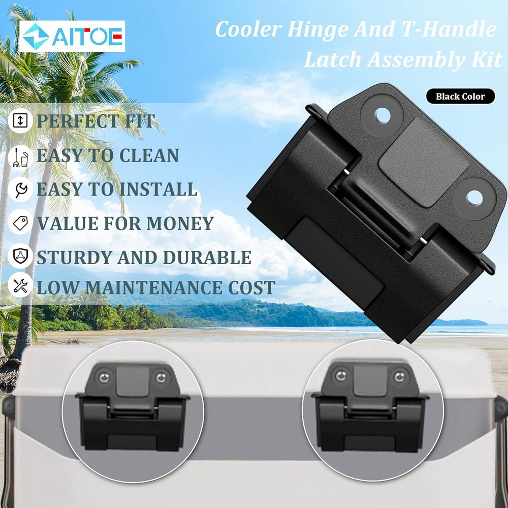 Cooler Hinge and T-Handle Latch Replacement Kit Replacement for 25, 52, 72 Qt Ig