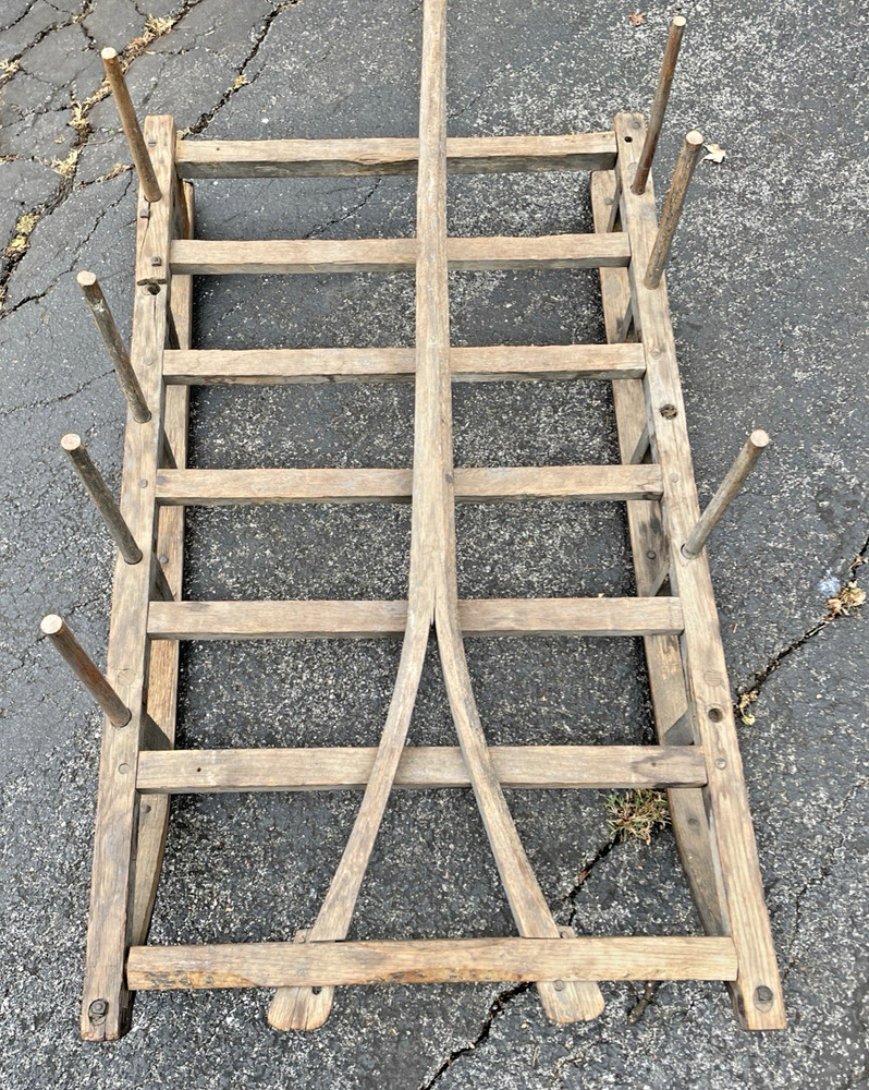 Antique Primitive Country Painted Sled W/Handle