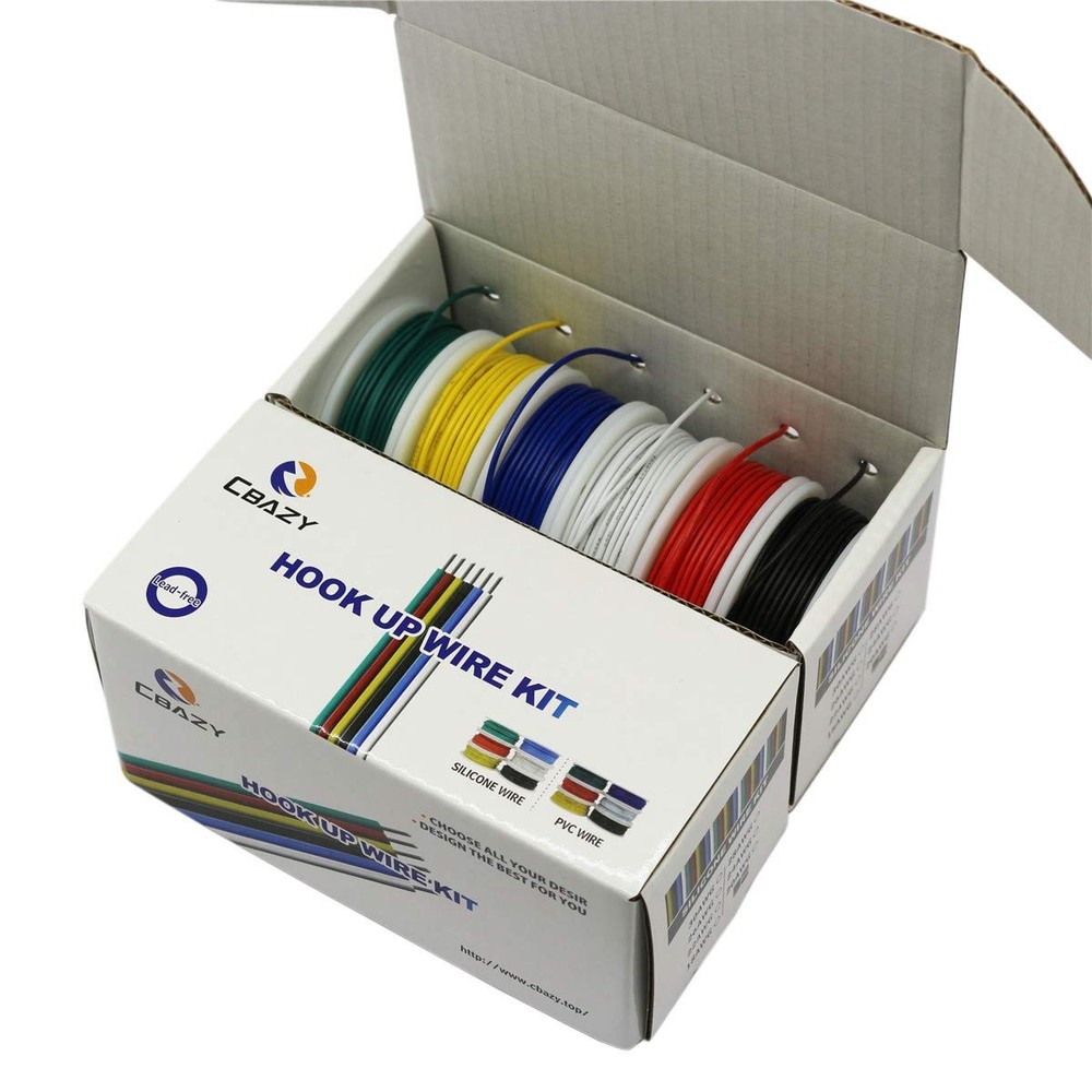 Electrical Wire Hook up Wire Kit (Solid Wire) 26 Gauge 6 Colors 32.8 feet Eac...