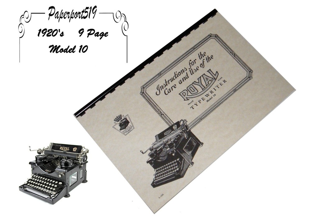 Royal typewriter Model 10 owners Manual 1920's (9pg)
