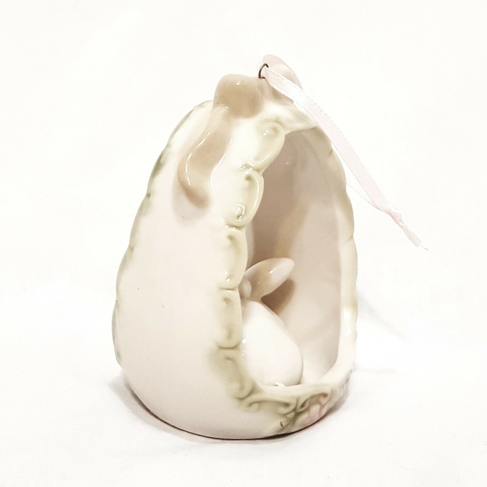 Easter Egg Bunny Rabbit Inside 3" Ornament Hanger Ceramic Decoration