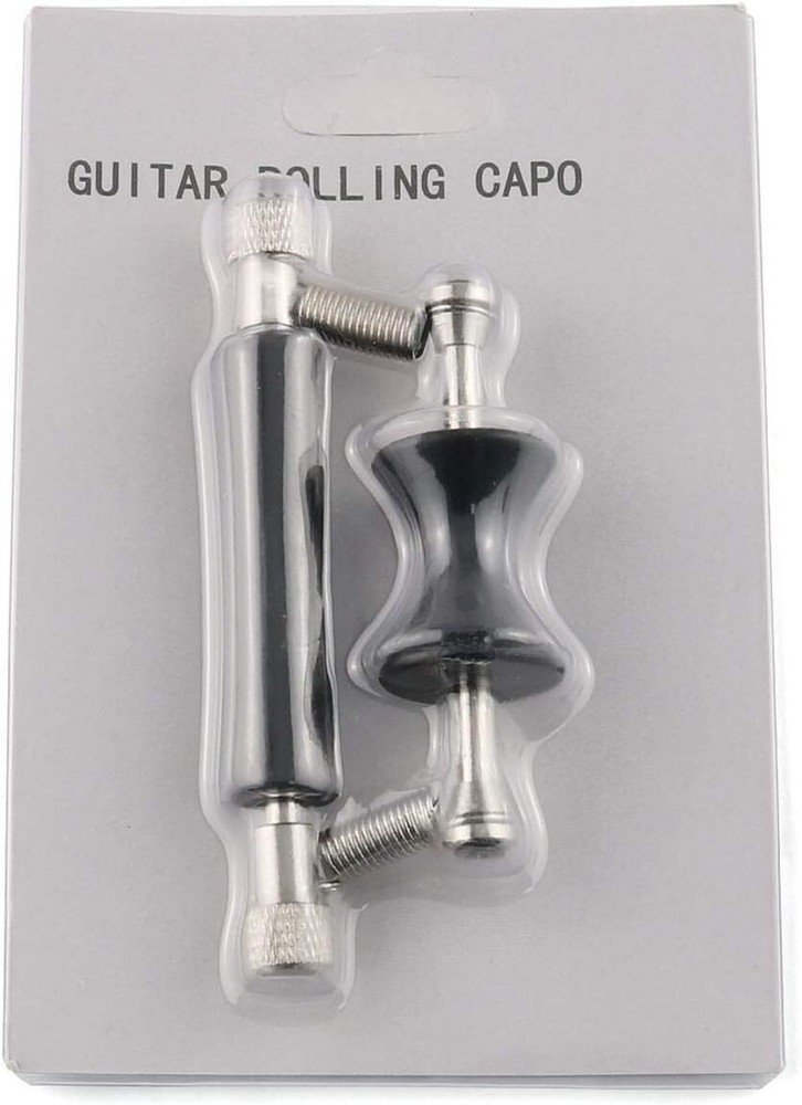 Guitar Rolling Capo Sliding Adjustable for Tuning silver + black