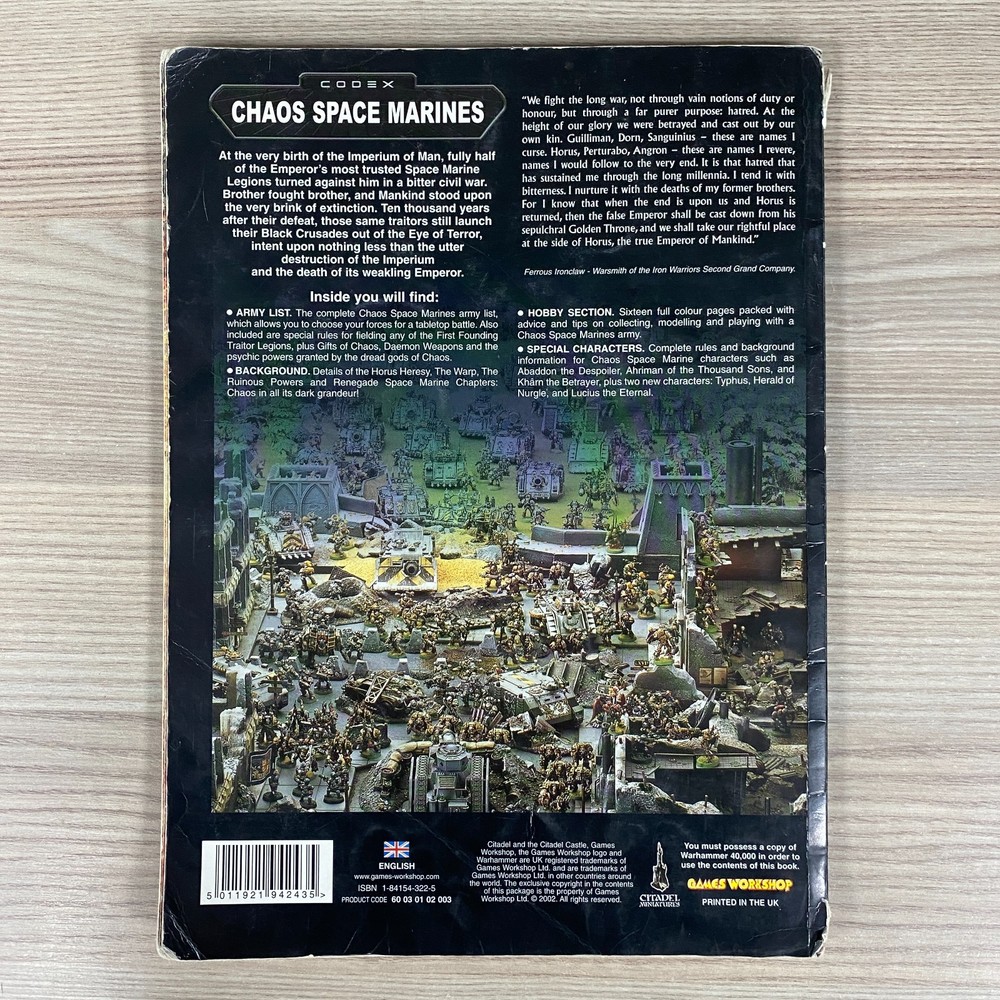 WARHAMMER 40K 40,000 CODEX CHAOS SPACE MARINES 2002 3RD EDITION ARMY BOOK