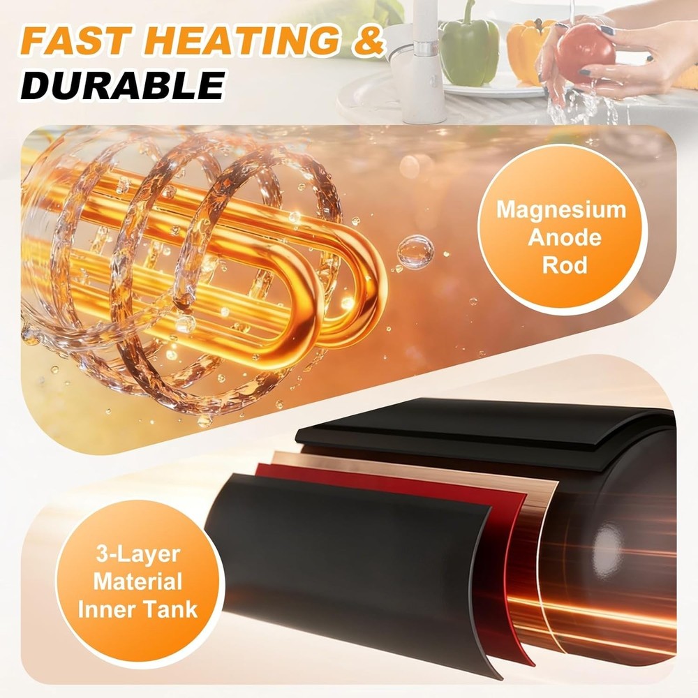 1.6Gal Mini Tank Water Heater 1500W Electric Under Sink 110V Point Use (28)