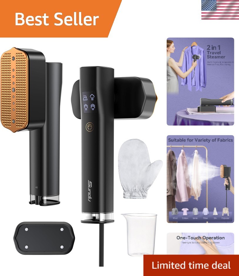 Efficient 2-in-1 Handheld Steamer & Iron with 25-Minute Continuous Steam