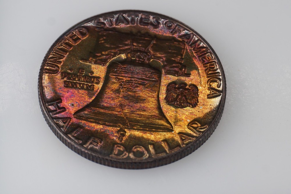 RAINBOW TONED - 1959 PROOF Franklin Half Dollar Silver #5