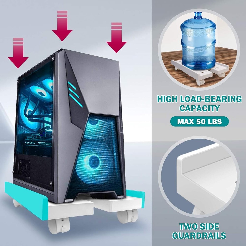Seloom PC Stand Computer Tower Stand, Adjustable Mobile CPU White