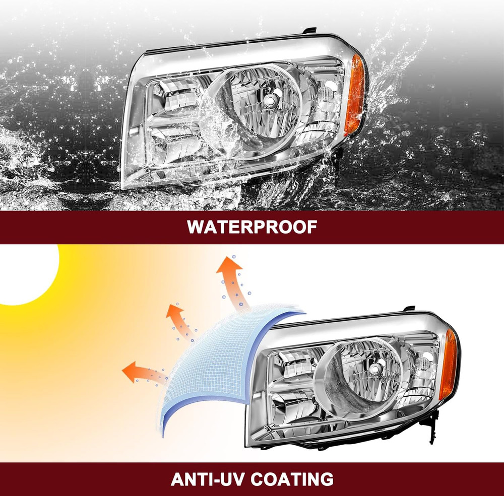 Headlight Assembly Replacement Pair for 2009 2010 2011 Honda Pilot Factory Halog