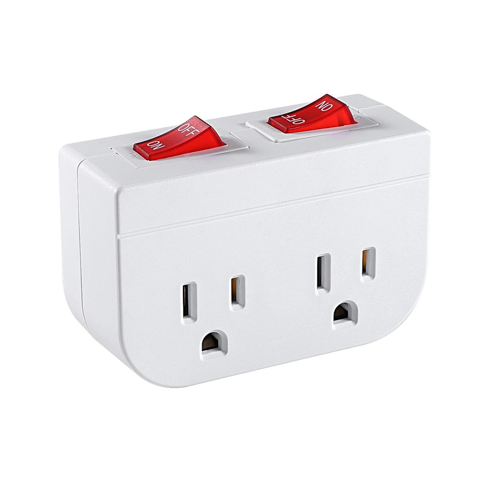 Grounded Outlet with Double ON Off Switch 2 Port Electrical Plug Switch 15A