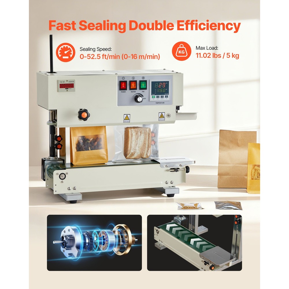 Uimoso Continuous Vertical Band Sealer Machine with Adjustable Seal Width