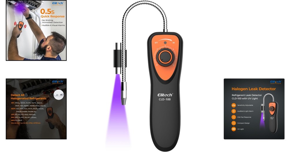 Advanced Halogen Refrigerant Leak Detector with 6 Sensitivity Settings - CLD-100