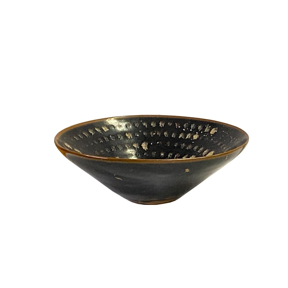 Chinese Brown Black Glaze Drip Drop Pattern Ceramic Bowl Cup Display ws3324