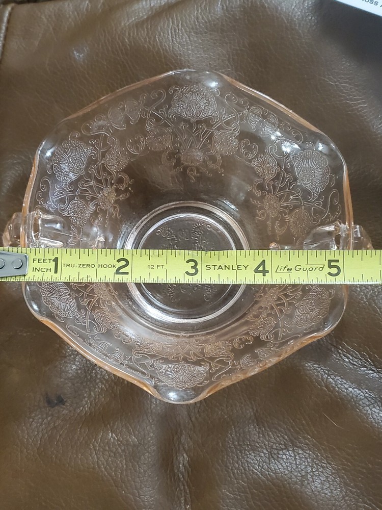 Pink Depression Glass Double Handle Cup Floral