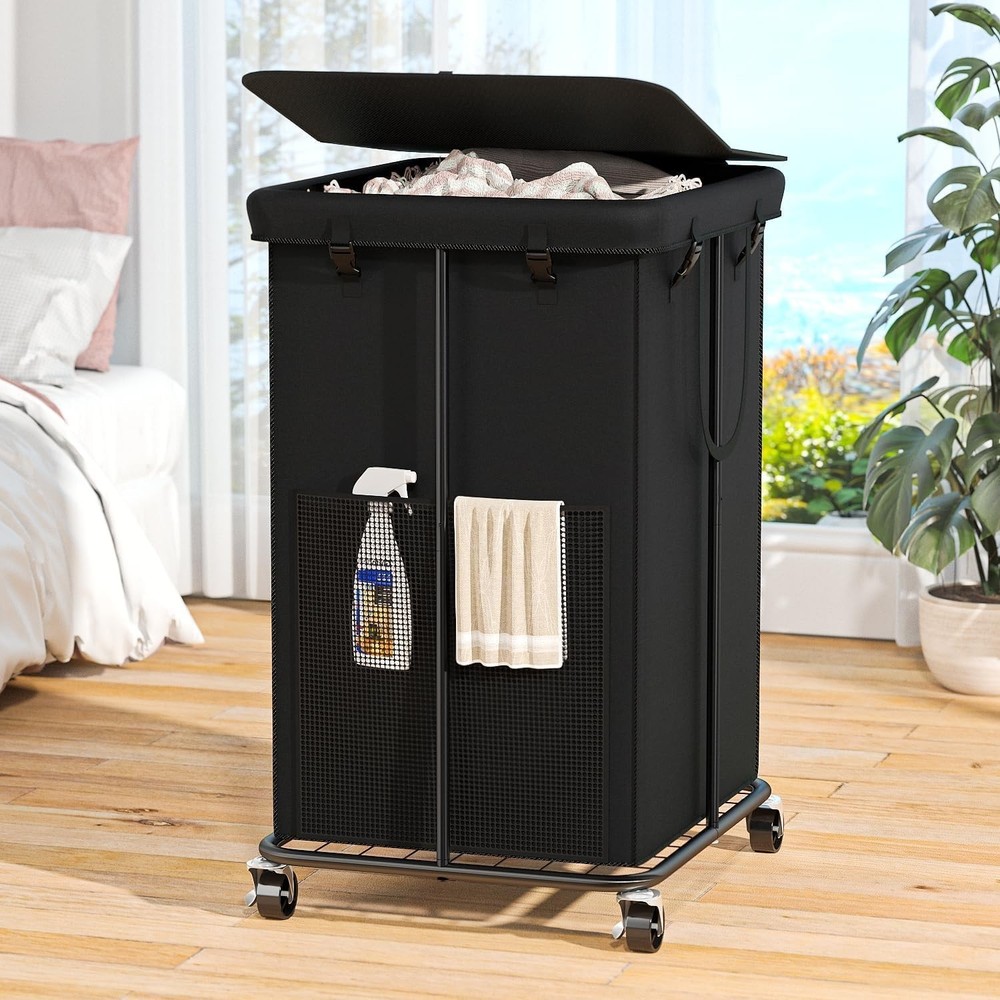 160L Laundry Hamper with Lid, Rolling Laundry Basket with Wheels, Large & Tal...