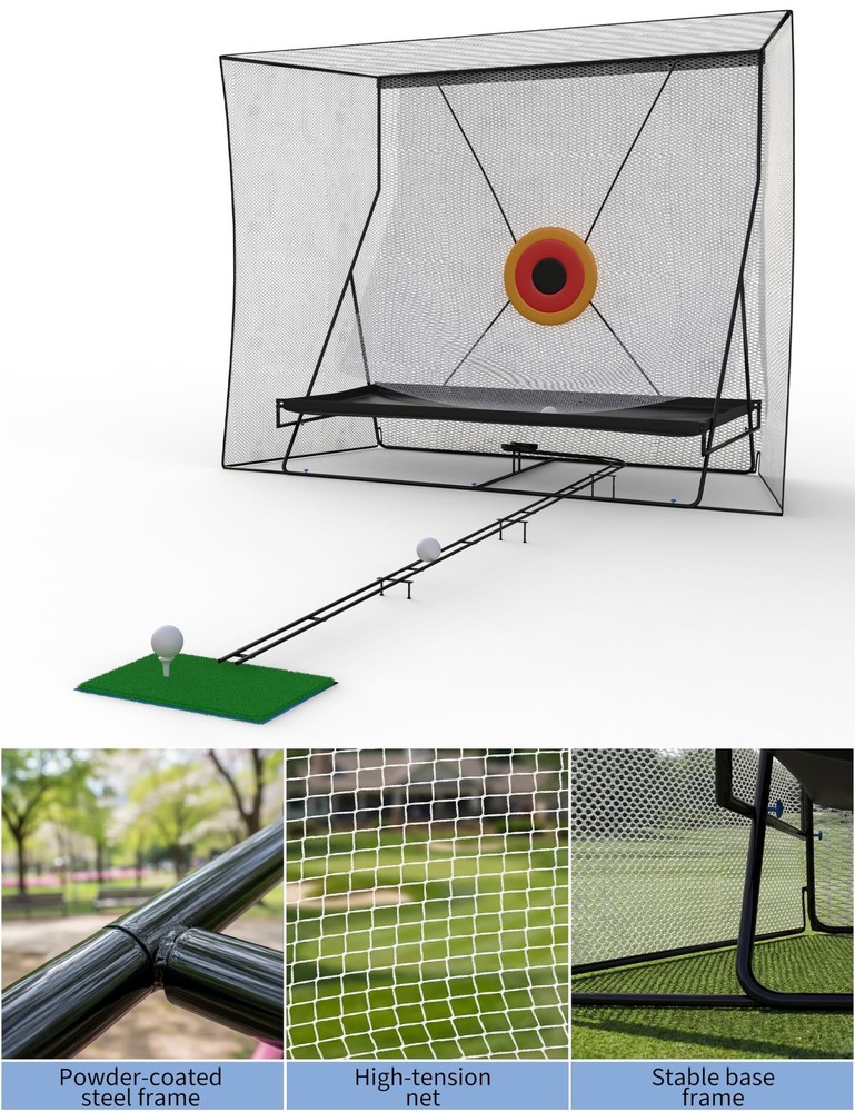 10x8Ft Golf Practice Net w/ Targets, Return Trajectory Swing Training Net Impact