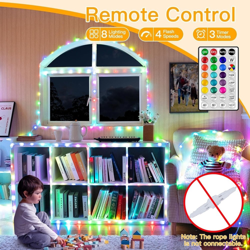 USB Rope Lights Indoor Color Changing, 33FT 100 LED String Lights with Remote...