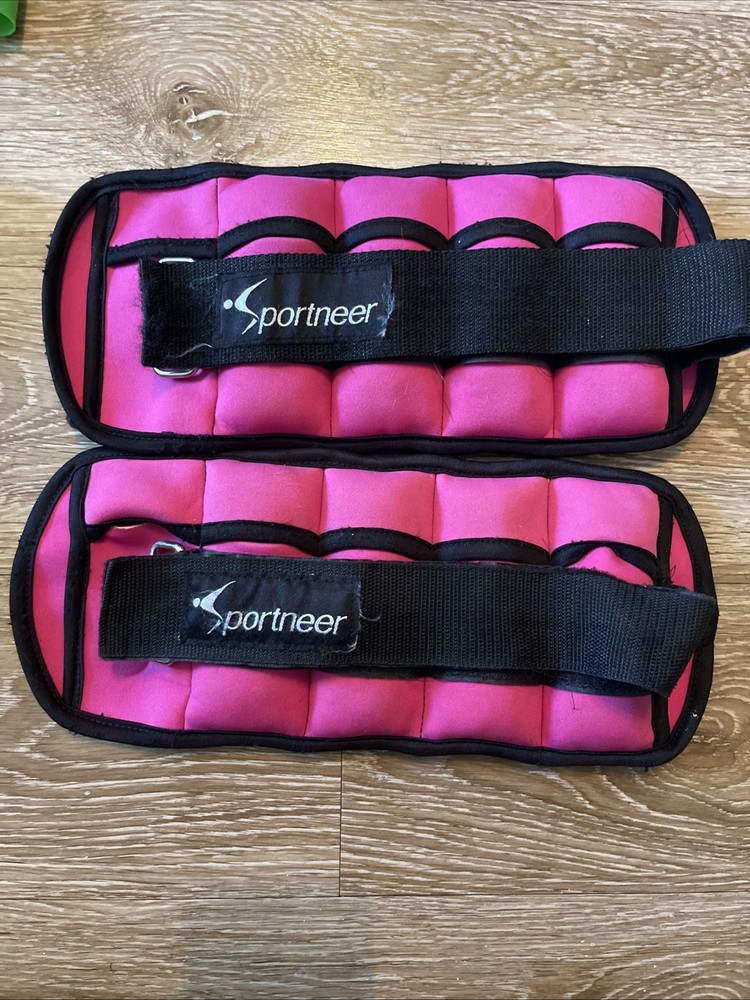 Sportneer Adjustable Ankle Weights Set Pink Removable Inserts Fast Ship