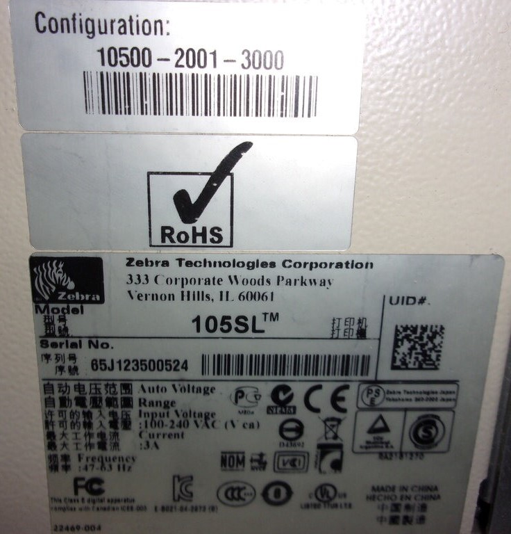 Zebra 105SL 10500-2001-3000 Thermal Barcode Label Printer SEE NOTES