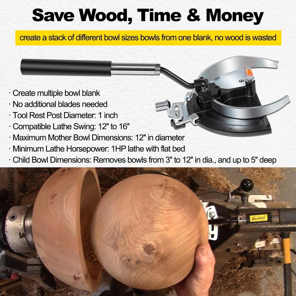 Bowlsaver Complete Coring System Replacement for 1HP+ Woodturning Lathes (BSVR)