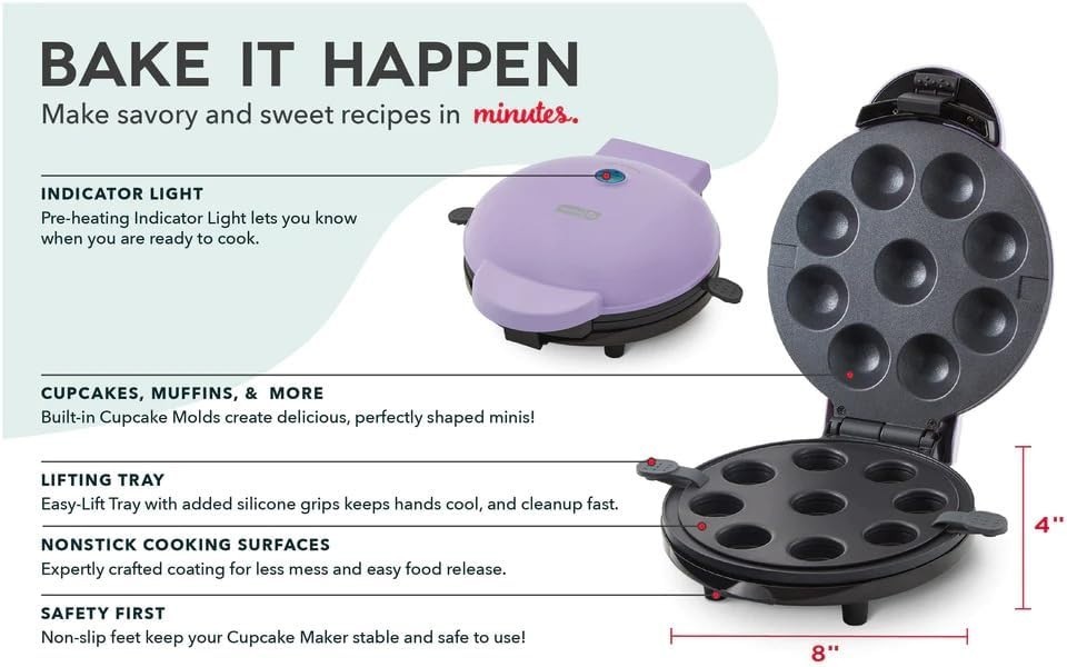 DASH D Express 9 Mini Cupcake Maker Purple