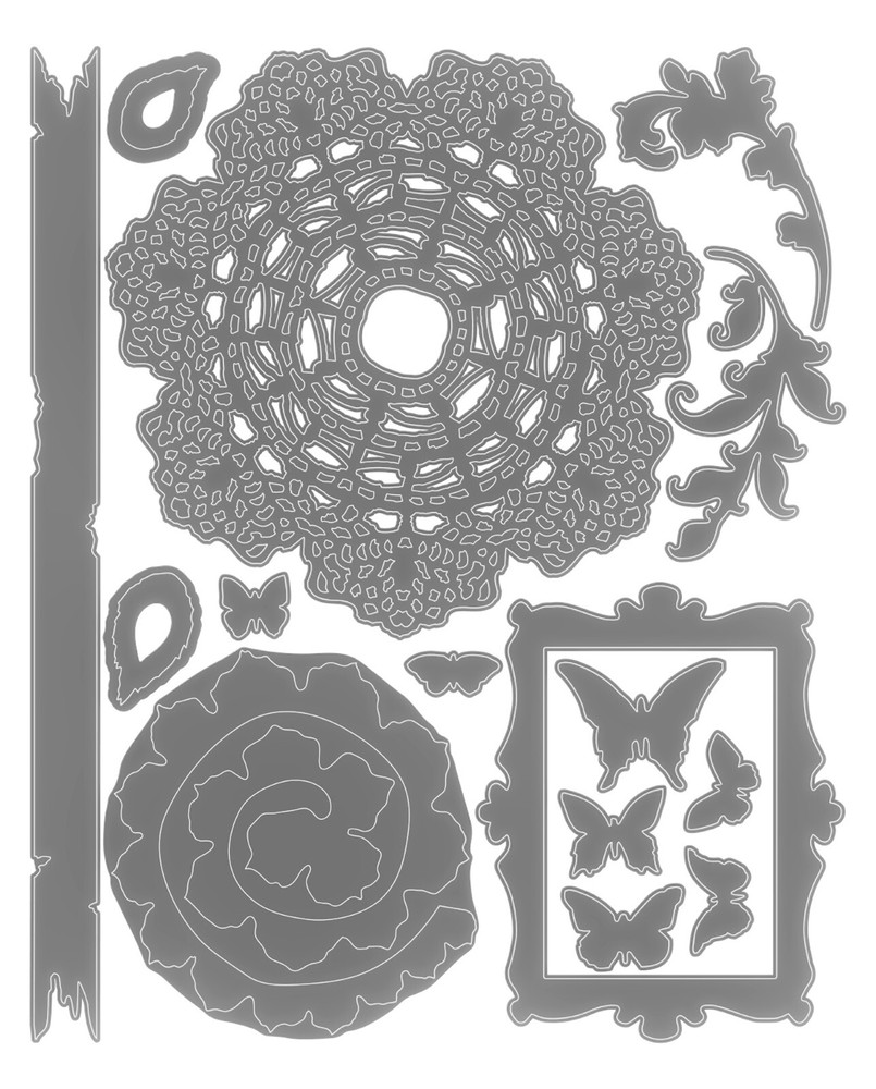 New Sizzix Thinlits 15pc Boutique #666607 Retail $20.99 by Tim Holtz Vault