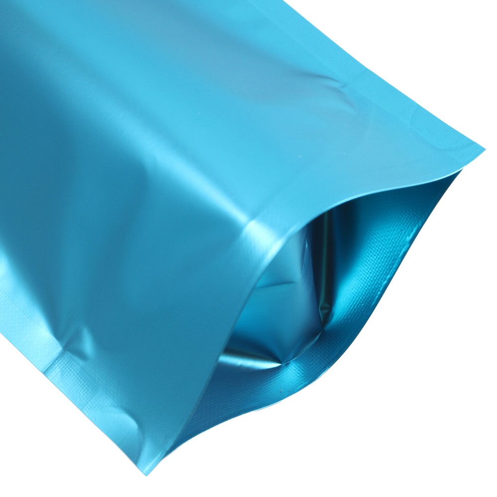 Bulk Quantity Matte Blue Open Top Stand Up Mylar Bags for Sample Packaging