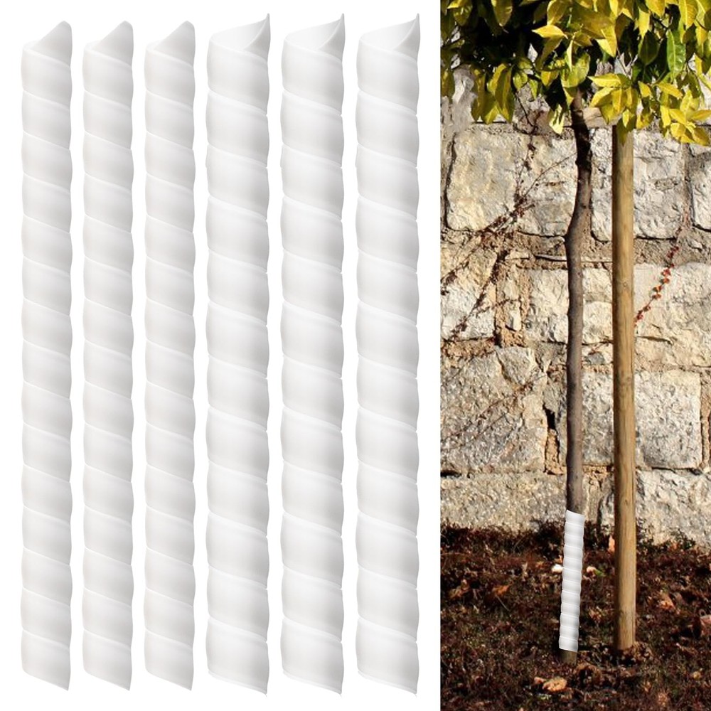 6Pack Spiral Tree Trunk Guards White Plastic Wraps Protect from Deer&Rodents