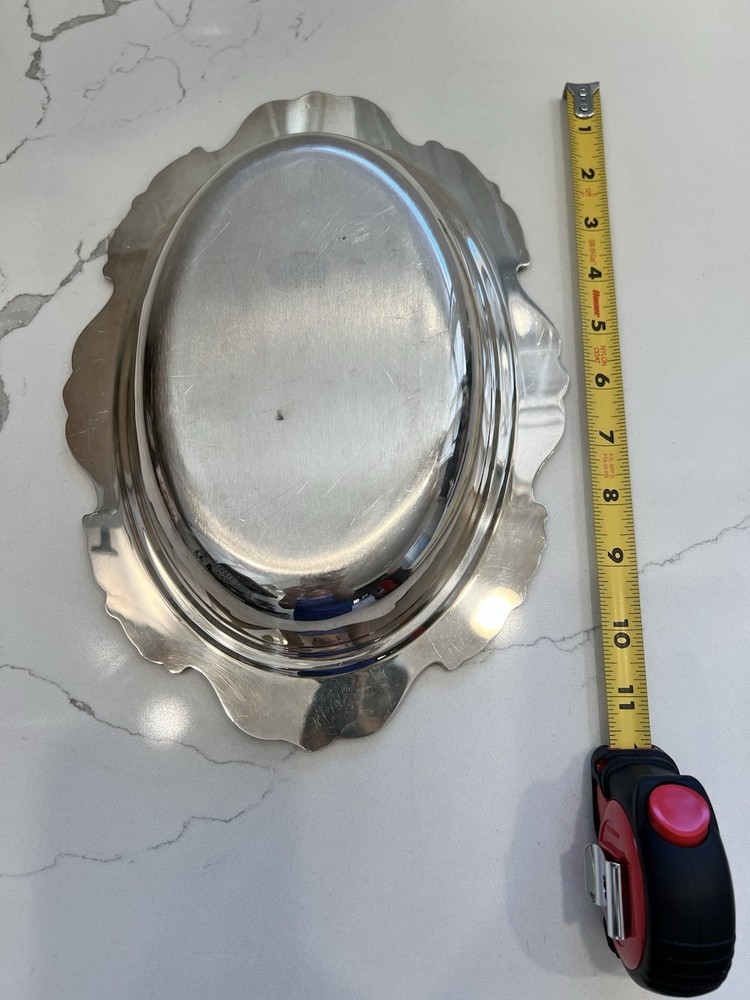 Silver Medium Bowl With Decorative Rose Trim Unbranded