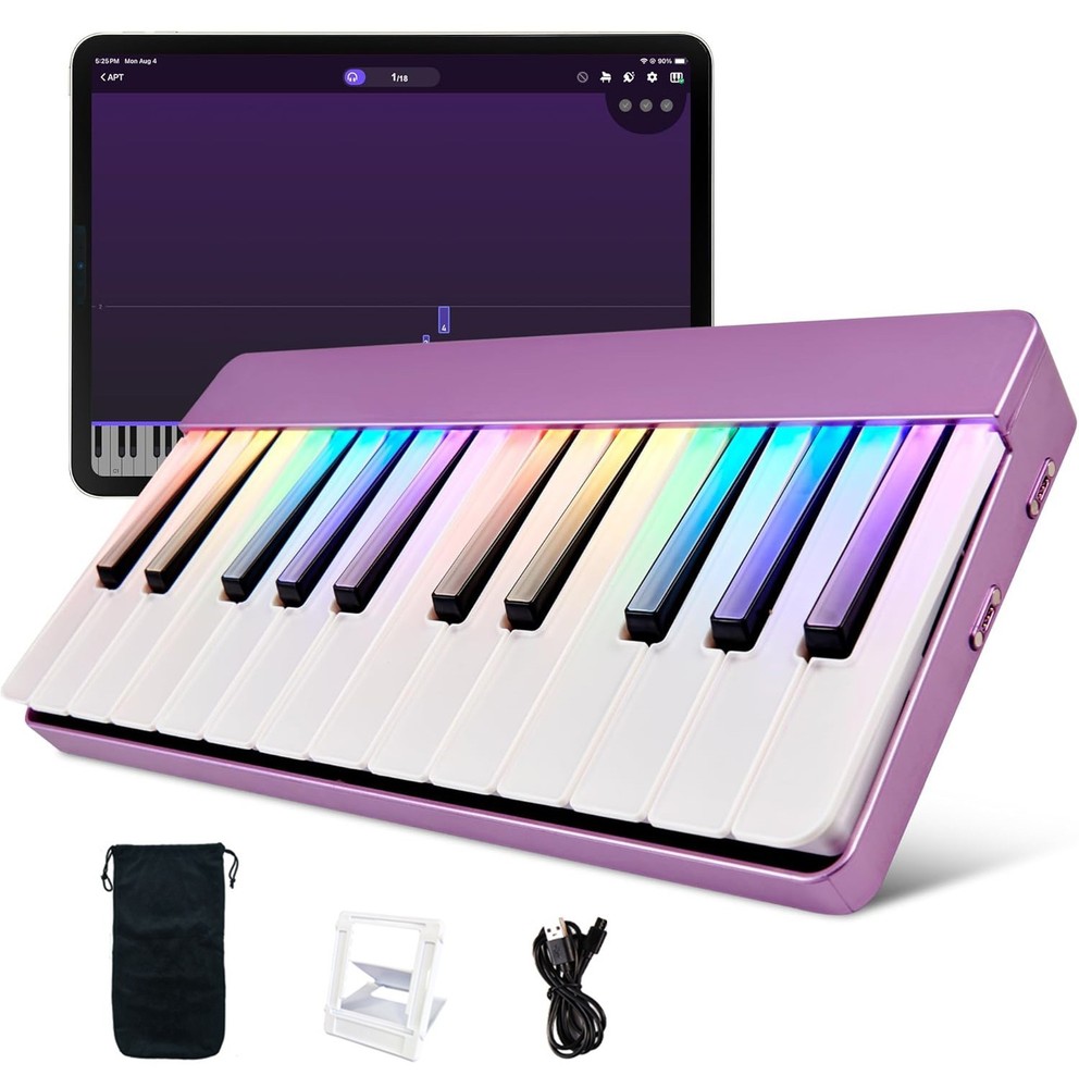 Pop Piano 24 Light-Up Key Learning Keyboard – Bluetooth MIDI Piano for Beginners