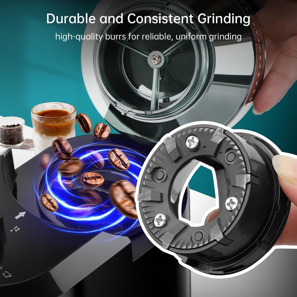 Electric Burr Coffee Grinder Adjustable with 28 Precise Grind Settings for 12 Cu