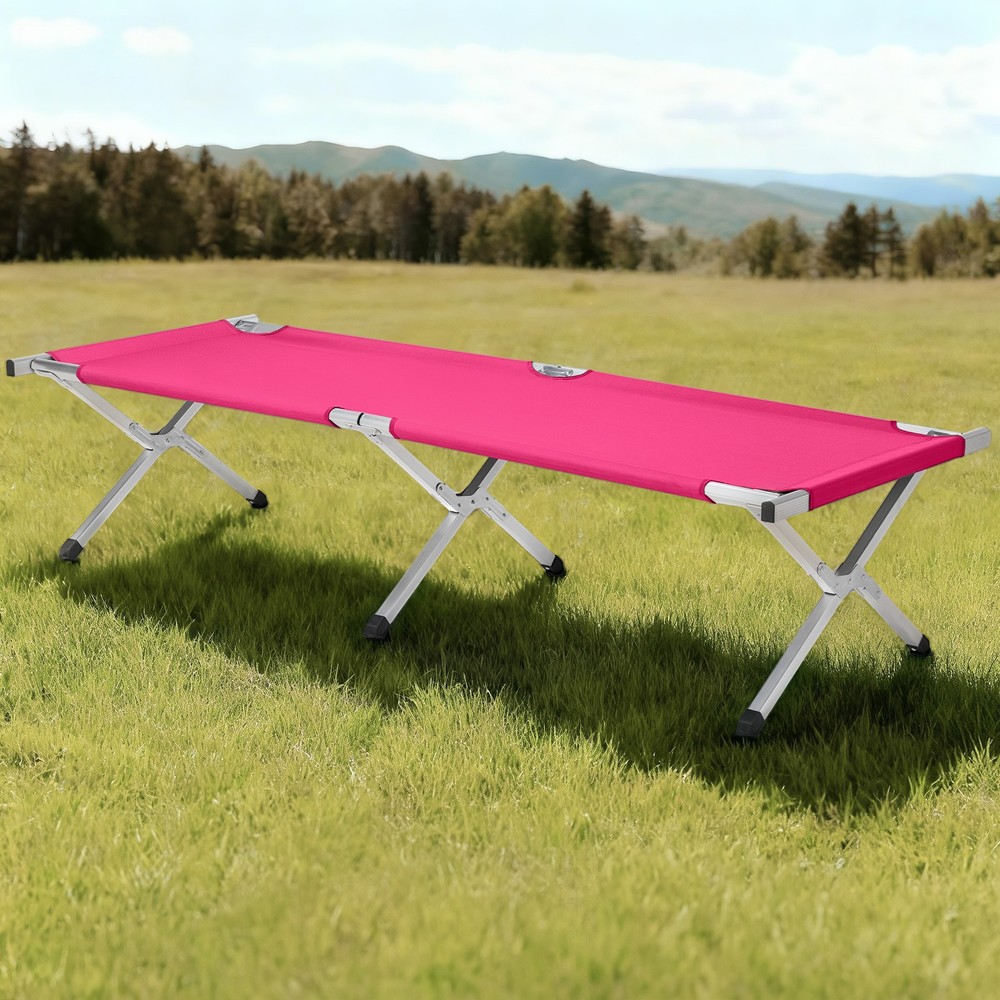 Portable Folding Camping Cot with Carrying Bag Army Pink