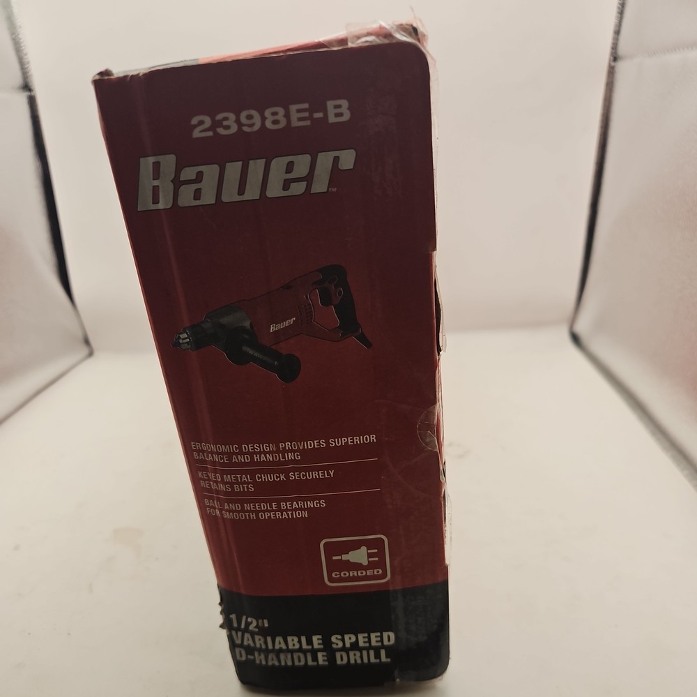 Bauer D-Handle Drill 9-amp 1/2” Variable Speed 2398E-B USED ONCE