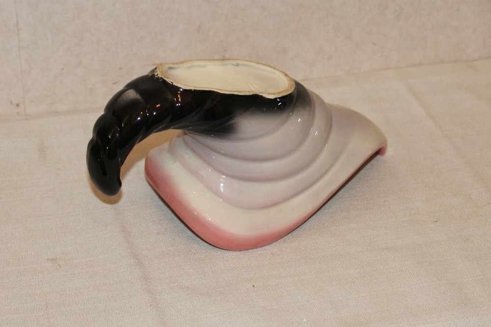 Vintage Hull Pottery Pink and Black Cornucopia Planter