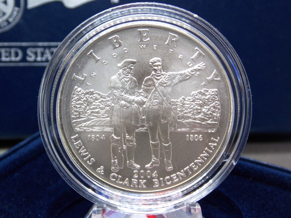 2004 "P" Commemorative *LEWIS & CLARK* Bicentennial Silver Dollar $1 Box & COA