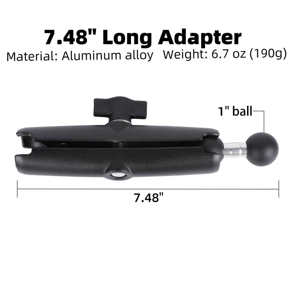 Double Socket Arm with 1" Double Ball Adapter Compatible with RAM B Size Mounts