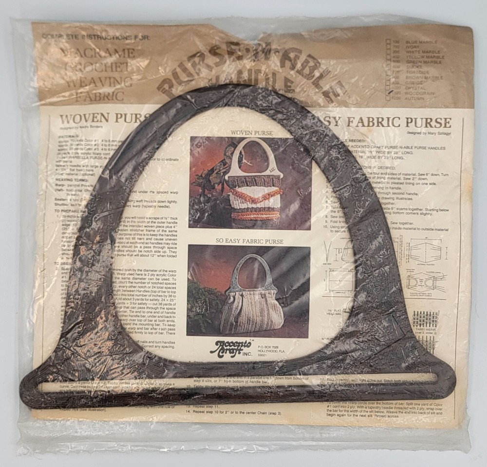 Vintage Purse N Able Macrame Purse Handle & Instructions Set With 35 Initials