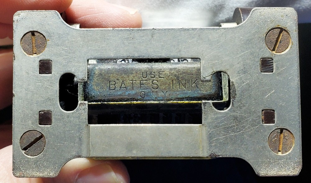 Vintage Bates Numbering Machine Lever Movement 6 Wheels Style E